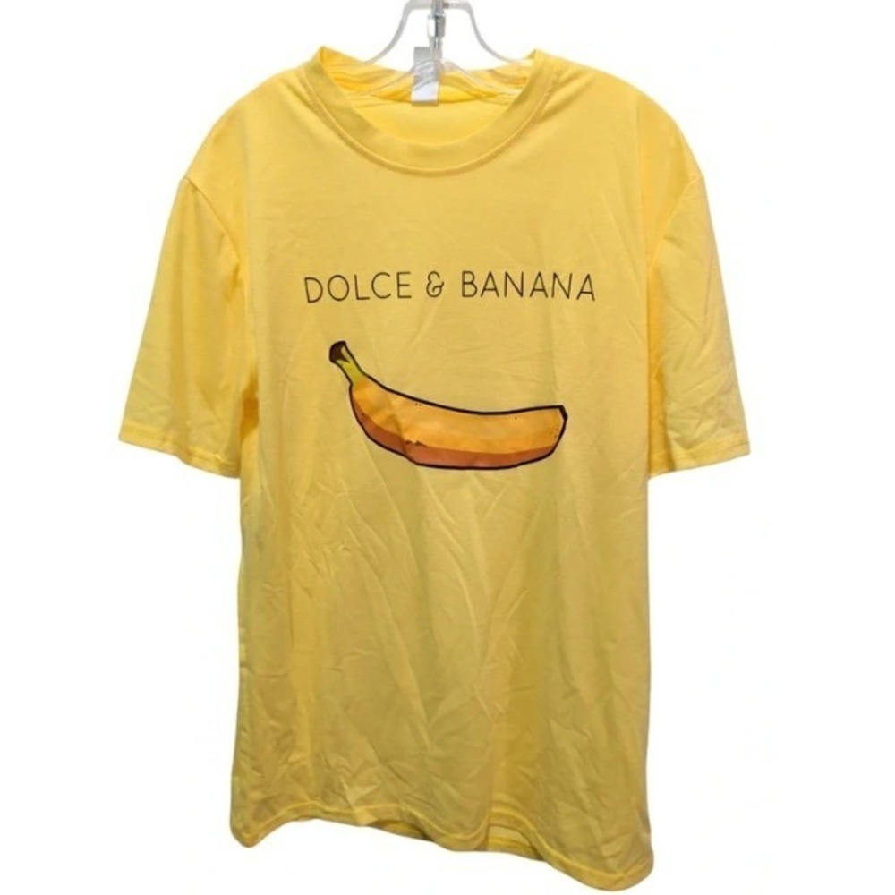 Dolce & Banana T-Shirt Mens Large Yellow Parody Graphic Tee Size Large